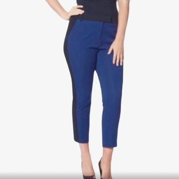 NWT MOSSIMO Mid-rise Fitted Hip & Thigh Ankle Crop Officer Blue Pants Size 10 - Picture 1 of 14